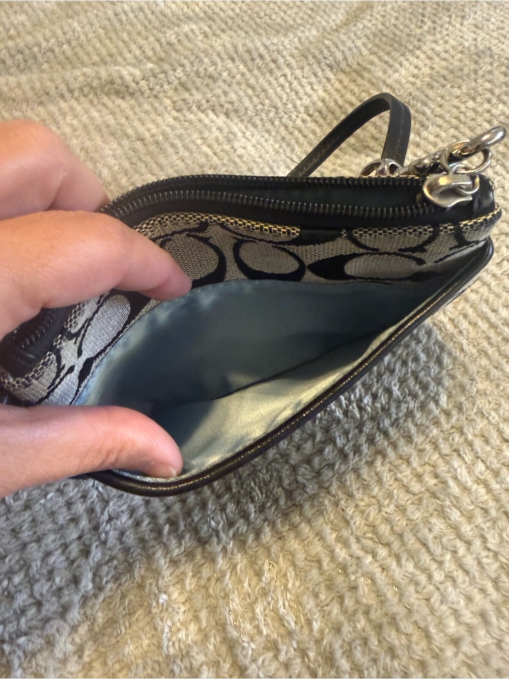 Coach Black and Tan Signature Canvas Wristlet - Picture 6 of 6